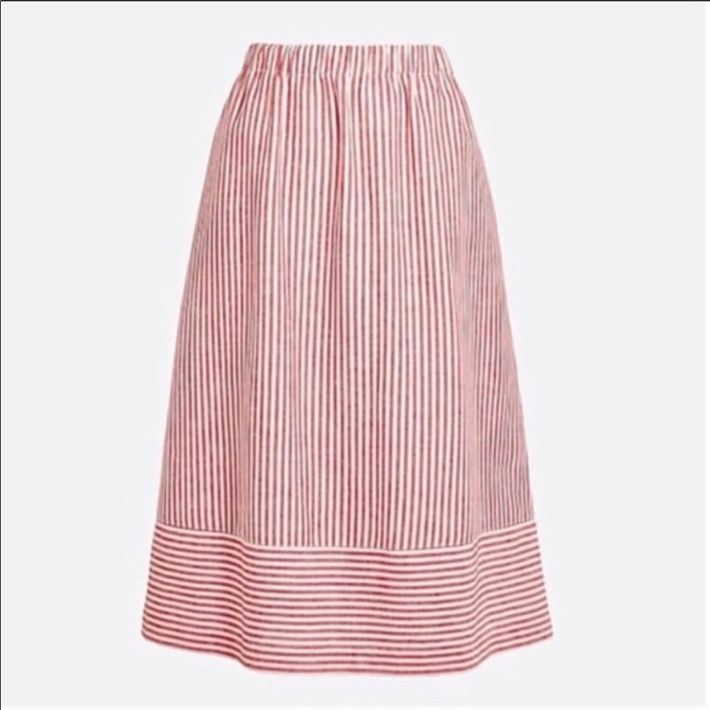 J Crew Cotton Linen Stripe Skirt, Sz XS